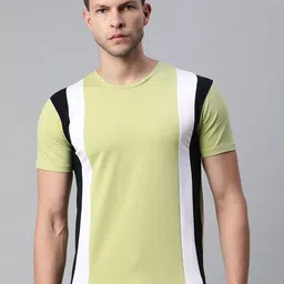 Pierre Carlo Men Green & White Striped Detail T-shirt-picture-35