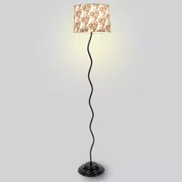 Tucasa TC-113 56.5 Inch Filigree Design Print Floor Lamp with Metal Base image 4