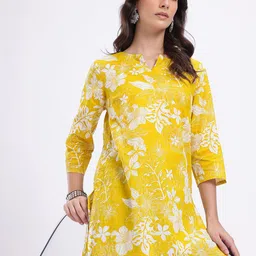 Anouk Rustic Floral Printed Notched Round Neck Pure Cotton Straight Kurta-picture-17