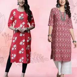 Ethnic basket Women Pack Of 2 Multicoloured Crepe Kurtas-picture-39