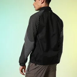 HRX by Hrithik Roshan Geometric Printed Mock Collar Training Sporty Jacket image 3