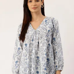 Rangun Women Floral Printed V-Neck EmpireTop-image-19