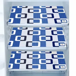 E-Retailer Blue & White 6Pcs Printed Waterproof 3-Layered Refrigerator Covers With Pockets image 4