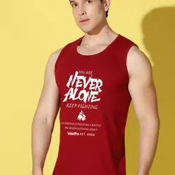 WOOSTRO Pack Of 2 Printed Combo Cotton Gym Vests VWS26(ALONE MAROON)(RUN PEACH) image 4