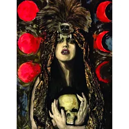 Inephos Brown & Red Beautiful Lady Art Wall Painting-image-98