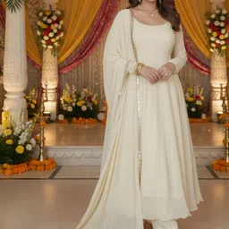 JISHNAM Women Panelled Gotta Patti Round Neck Kurta with Pyjamas & With Dupatta image 4