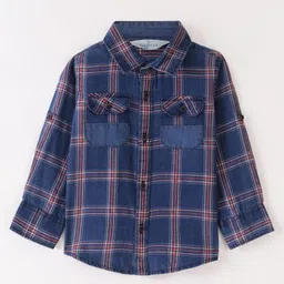 INFINITY Cotton Woven Full Sleeves Checked Shirt - Blue-picture-37