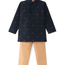 Ridokidz Full Sleeves Ethnic Motif Embroidered Kurta & Pyjama Set - Black-picture-16