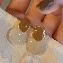 styledose Sterling Silver Gold-Plated Circular Shaped Drop Earrings image 2