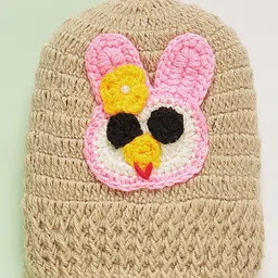 mayra knits MayRa Knit Hand Knitted Pack Of 2 Animal Applique Detailed Crochet Caps - Blue & Beige - Circumference 28 Cm image 2