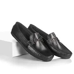 LA MARCA Men Textured Leather Loafers-image-53