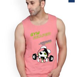 SLOWLORIS Pack Of 2 Graphic Printed Round Neck Sleeveless Cotton Gym Vests-picture-29