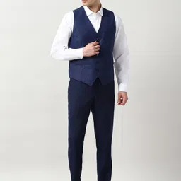 Peter England Elite Self Design Slim-Fit Single-Breasted Formal Three Piece Suit image 4