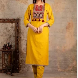 Ruaati Ethnic Motifs Printed V-Neck Pure Cotton Straight Kurta With Trousers & Dupatta image 2