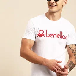 United Colors of Benetton Men Brand Logo Printed Pure Cotton T-shirt-picture-23