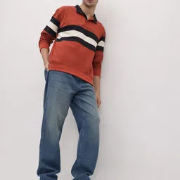 The Roadster Life Co. Self Striped Mock Collar Pullover with Snap Button Detail image 2