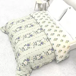 THE WHITE MOSS IDA Reversible Green & Off White Floral Microfiber 150 GSM Core image 3