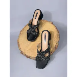 Bata Black Womens Block Sandals Heels-image-22