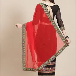 DIVASTRI Floral Embroidered Pure Georgette Saree image 2