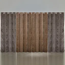 IVAZA Grey & Brown Set of 4 Black Out Window Curtains-image-16
