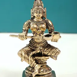 Exotic India Gold Toned Devi Annapurna Brass Statue-picture-13
