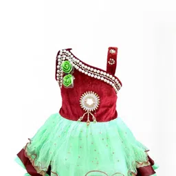 dress collection Girls Midi/Knee Length Casual Dress (Green, Sleeveless)Nice Dress image 1