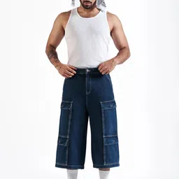 LOVEGEN Men Baggy High-Rise Pure Cotton Cargo Shorts image 2