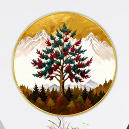 Livin'luxe White & Yellow Large Round Tree Wall Art 16" x 16" image 5