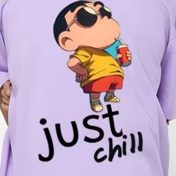 BDSQUARE Just Chill Shin Chan Printed Round Neck Pure Cotton Oversized T-shirt image 5