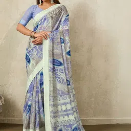 SHOPLANCE Zari Poly Georgette Handloom Saree image 2
