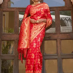Janasya Ethnic Motifs Zari Silk Blend Ready to Wear Saree-picture-37