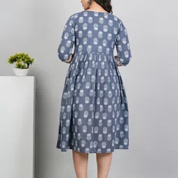 RIAANA Women Floral Yoke Design Flared Sleeves Maternity Anarkali Kurta image 2