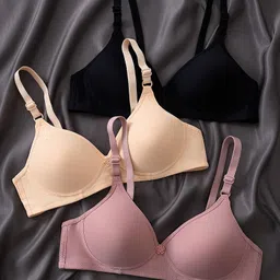 davina fashions Women's & Girl's Cotton Soft Padded Push Up Wire Free Bra (Multi-Mix-Colors) (Pack-of-2) Random Colours as per Availability image 2