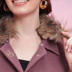 DressBerry Double-Breasted Parka Coat with Detachable Faux Fur Collar image 4