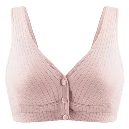 MOMISY Cotton Spandex Front Open Wireless Nursing Bra - Pink-picture-28