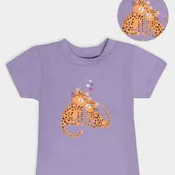 Mi Arcus Half Sleeves Tiger Print T Shirt - Purple-picture-32