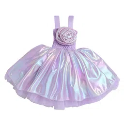 TINY MINY MEE Elastane Sleeveless Floral Applique Shimmered Dress - Lavender-picture-30