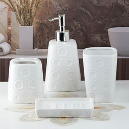 Kookee Ceramic Bathroom Set of 4 with Soap Dispenser (8158)-picture-48