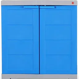 cello wimplast Cello Novelty Compact Plastic 2 Door Cupboard With Shelf Grey & Blue-picture-15
