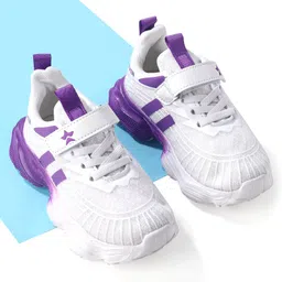 Cute Walk by Babyhug Sneaker Shoes With Velcro Closure - White & Purple-picture-19