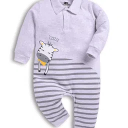 DEAR TO DAD Cotton Full Sleeves Striped & Cow Printed Romper - Grey-picture-24