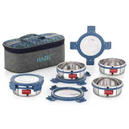 HAZEL Hercules Stainless Steel Lunch Box Set with Flat Bag | 4 Round Containers | Ideal for Office, School & College-picture-15