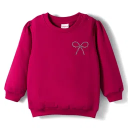 Babyhug Cotton Knit Full Sleeves Sweatshirt With Rhinestone Detailing - Red-picture-14