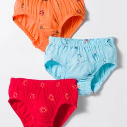 Tango Single Jersey Knit Panties with Nautical Theme Print Pack of 3 - Red Aqua Blue & Orange-picture-24