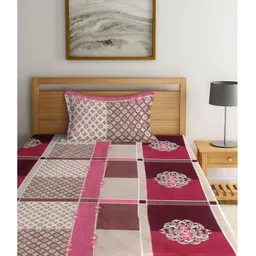 Arrabi Single Bed Cotton Bedsheet and Pillow Cover  Multicolour image 2