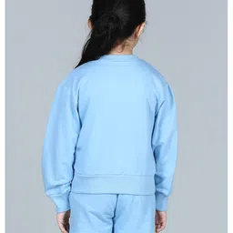 Aww Hunnie Full Sleeves Bow Applique Detail Sweatshirt - Blue image 3