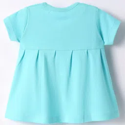 Pink Rabbit Single Jersey Knit Half Sleeves Front Open Frock with Pretty Girl Print - Light Blue image 2