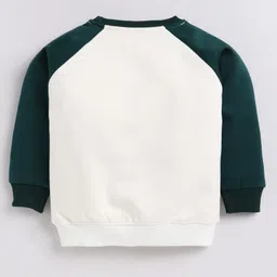 CUTOPIES Fleece Knit Full Sleeves Come To My Bowl Text Printed Pre Winter Sweatshirt - Bottle Green image 3