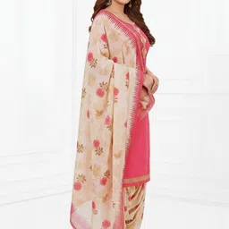 THE WEAVERS SHOP BY RAAVI Women Ethnic Motifs Printed Regular Pure Cotton Kurta with Patiala & With Dupatta image 5