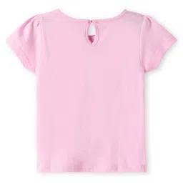 Babyhug Rayon Woven Half Sleeves T-Shirt & Floral Printed Frock with Applique - Navy Blue image 3